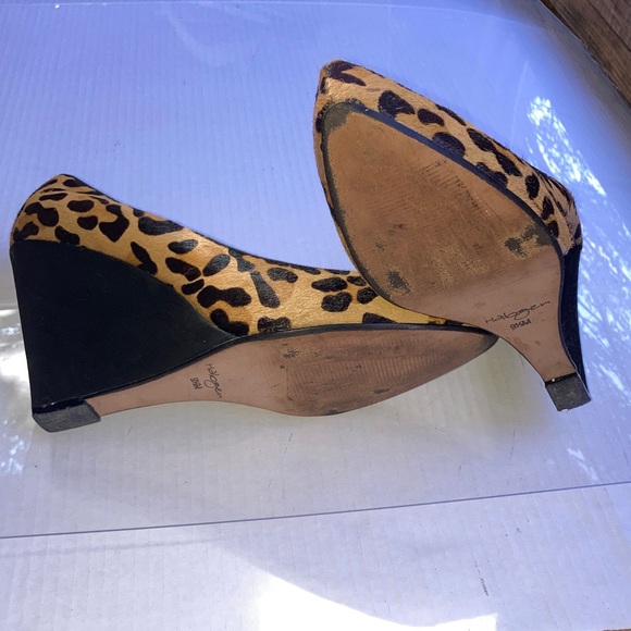 HALOGEN Cheetah Leopard Print Wedges Squared High Heel Womens 9.5M - Picture 10 of 11